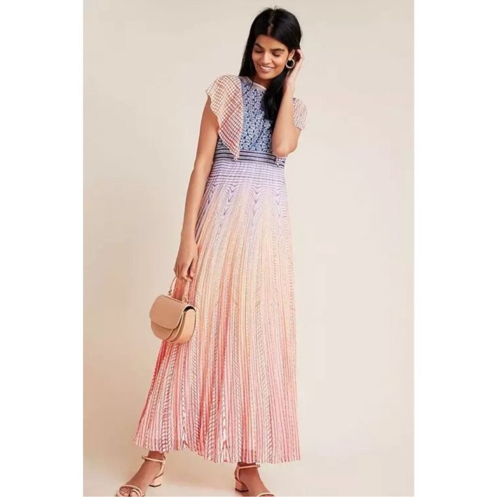 NWT Anthropologie Geisha Designs Savita Pleated Maxi Dress Size 2